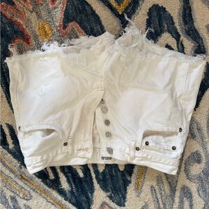 Agolde White Jean Shorts High-Waisted Distressed